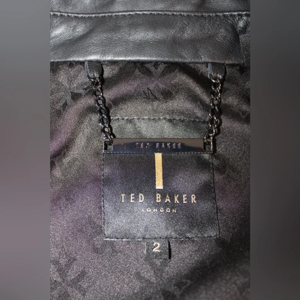 Ted Baker Black Yaswin 100% Ovine Leather Biker Jacket - Picture 16 of 17
